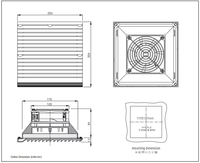 Holafan F6623PB-230 204x204mm 230V IP54 Système de ventilation de type grille pour armoire électrique avec filtre et ventilateur