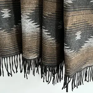 中国繊維タッセルジャカード生地織り幾何学的印刷アステカ生地衣類用
