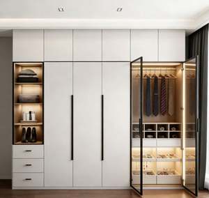 Armoire de chambre à coucher moderne avec porte coulissante et miroir, armoire en bois massif sur mesure, meuble de rangement pour vêtements, armoire de chambre à coucher - Product Image 3