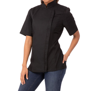 <span class=keywords><strong>Chef</strong></span>-uniform Restaurant Bar Keuken Uniformen Korte Mouw Met Rits voor Dames Chefjas Chefshirt - Product Image 1