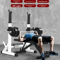Banc d'haltérophilie multifonctionnel de gymnastique à domicile intelligent télescopique pliable cadre en acier banc presse support Squat support haltères support