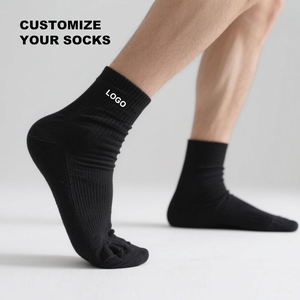 Custom Logo Men's Crew <b>Socks</b> 100% Cotton Knitted Breathable Solid <b>Black</b> Daily Wear Spring Style - Product Image 3