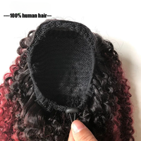 Afro Kinky Curly Clip in 1b/99j Bundle de cheveux humains Ponytail