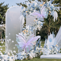 Décor floral géant personnalisé en soie pastel, papillons artificiels, fleurs artificielles, décoration de scène pour événements de mariage, accessoires pour photomaton