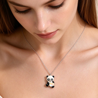 CAIOOCHE Collier Panda Mignon pour Femme, Pendentif en Cuivre, Bijou Animal de Dessin Animé, Cadeau pour Filles, Usage Quotidien, Vente en Gros
