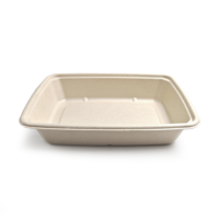 Bols à salade rectangulaires jetables en papier biodégradable écologiques, pour servir des nouilles, à emporter, avec couvercle, utilisables au micro-ondes