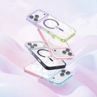 Étui de téléphone portable de couleur dégradée bleu rose, étui transparent magnétique en TPU+PC pour iPhone 18 PRO MAX