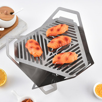 Grill de camping portable triangulaire en acier inoxydable pliable sur mesure pour barbecue, mini réchaud Lotus avec sac de rangement