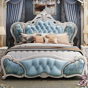 Lit King Size en Similicuir Brodé de Diamants de Luxe Européen - Product Image 3