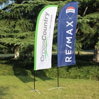Drapeaux en polyester imprimés UV personnalisés double face, kit de poteaux en aluminium et fibre de verre pour enseignes publicitaires d'entreprise en extérieur/intérieur