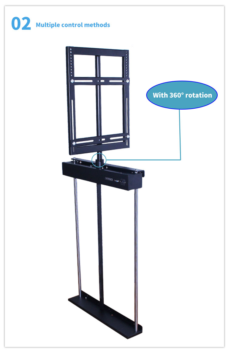 Factory Remote control Height Adjustable motorized 360 degree rotation Swivel cabinet TV stand TV mount for Home office hotel