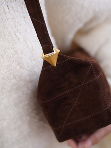 <b>Suede</b> <b>Fabric</b> Manufacturers Custom Embroidery Thread Ladies Handbag New High Quality Fashion French Shoulder Bag - Product Image 6