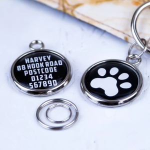 OEM ODM Custom QR Code Dog ID Tag Pet ID Metal Round Pendant Epoxy Dog Tag