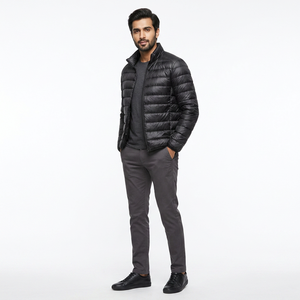 Men's Regular Canvas Puffer Jacket Stand Collar Winter Breathable Quick Dry Cotton Filled High Street Style Front Wholesale - Product Image 1