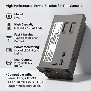 Аккумулятор для охотничьей камеры 6000 мАч 7.4В TACTACAM Reveal Ultra Pro X Gen XB SK EM6 Li-ion, перезаряжаемый, серый, для камеры-ловушки, OEM-запчасть - Product Image 6