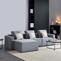 Italiano en forma de l tela sofá de 3 plazas gris tapizado esquina dibujo habitación modular sofá