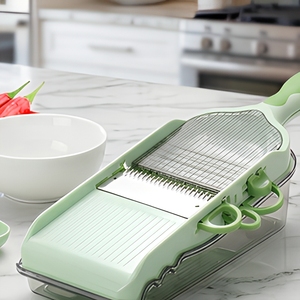 <span class=keywords><strong>Mandoline</strong></span> manuelle multifonction en plastique, coupe-légumes, coupe-pommes de terre, râpe, lames en acier inoxydable, légère, Smile Mom - Product Image 3