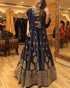 Stylish Beautiful ATIYA LIBAS Heavy Party/Wedding Wear Floor Length <b>Chiffon</b> Asymmetrical <b>Dress</b> Heavy Embroidery Zardozi - Product Image 6