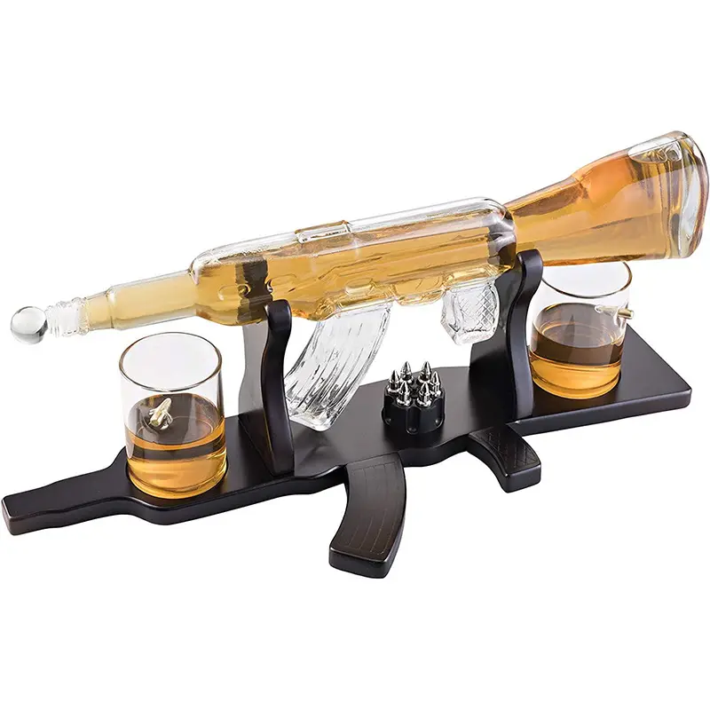 Best new products 1000ml AK 47 Luxury Large Creative Rifle 700ml tequila glass bottle for alcohol