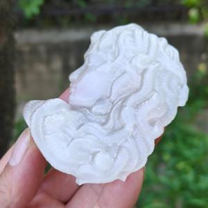 Natural Crystal Carved Figurine Crystal Carvings Selenite Medusa Head Carving Feng Shui Home Decoration - Product Image 1
