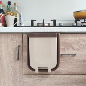 Hanging Trash Can for Kitchen Cabinet Door Small Collapsible Foldable waste bin