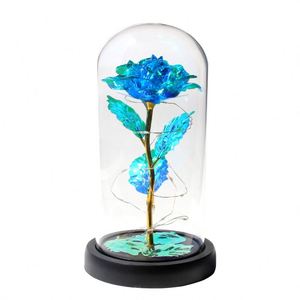 Cadeau de la Saint-Valentin pour petite amie, lampe de nuit en forme de rose, lumière LED, couverture en acrylique, boîte cadeau en forme de fleur en feuille d'or, cadeau de Noël - Product Image 3