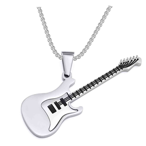 Collana con Ciondolo a Forma di Chitarra in Acciaio Inossidabile, Gioielli Ispirati alla Musica <span class=keywords><strong>Hip</strong></span> <span class=keywords><strong>Hop</strong></span> e Rap per Uomo - Product Image 3