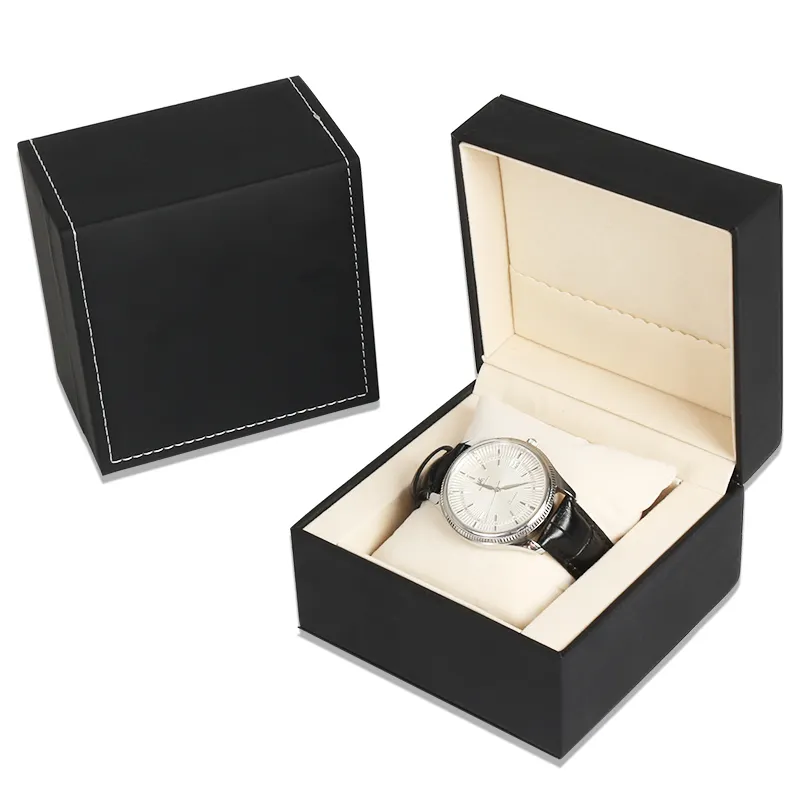 2020 Custom Luxe Merk Zwart Pu Lederen Horloge Doos, Enkele Horloge Doos Met Logo
