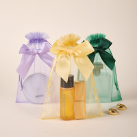 Sac en organza à cordon personnalisé avec logo, 7x9cm, portable, pour bijoux, parfums, cosmétiques, sachets pour mini bonbons, emballages cadeaux