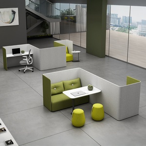 Poste de travail modulaire convertible moderne pour bureau, vente directe usine, pour collaboration d'équipe en open space, linéaire 4 personnes - Product Image 2