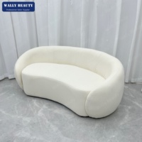 Canapé d'attente moderne pour salon, en forme de rein, en tissu bouclé, chaise de réception pour institut de beauté, mobilier de salon