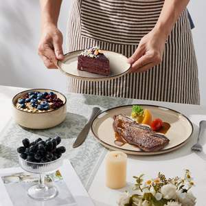 Service de table en grès EKA 12 pièces, service de table en céramique à glaçure réactive, service de table en porcelaine écologique - Product Image 3