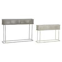 LOT de 2 POTS DE FLEURS EN MÉTAL 100X22X70 GRIS ANCIEN