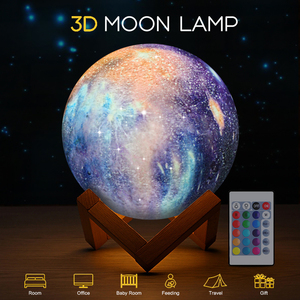 Lampe Led imprimée en 3D représentant la lune, interrupteur tactile, avec port Usb, design créatif, lumière à couleur changeante, luminaire décoratif d'intérieur, idéal pour un cadeau - Product Image 2