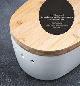 <b>Bread</b> <b>Basket</b> <b>Bread</b> Keeper, White <b>Bread</b> Bin with Bamboo Cutting Board Lid - Product Image 6