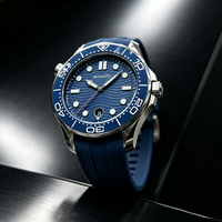 Montre mécanique de plongée tendance 2026, calendrier simple, cadran bleu, étanche 300M, bracelet en silicone pour homme
