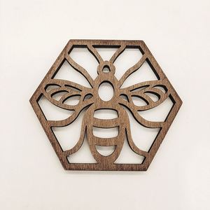 Wholesale Farmhouse <b>Bee</b> Honeycomb Wooden Craft Multi-use Coaster & Hanging Decor for Home Hotel Bar Office Table Decoration <b>Gift</b> - Product Image 4