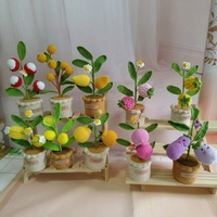 Planta en Maceta de Frutas Tejida a Crochet, Durazno, Fresa y Naranja de Lana, Linda Decoración para Escritorio y Hogar, Regalo Navideño Personalizado al por Mayor