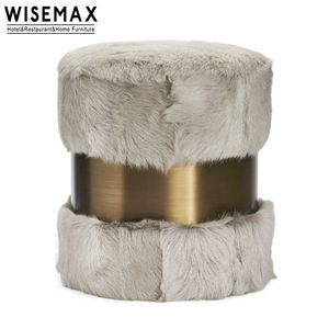 WISEMAX FURNITURE meubles de salon canapés ottoman luxe laine d'agneau fourrure lit bout tabouret petit rond <span class=keywords><strong>coiffeuse</strong></span> tabouret - Product Image 3