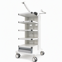 Chariot d'endoscopie mobile, poste de travail médical avec support VESA, bras articulé, étagères réglables et roulettes avec freins