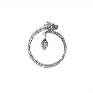 Cincin halus Punk dapat diatur desain naga cincin tembaga zirkonia kubik untuk wanita pria simbol kekuatan dan keberuntungan - Product Image 6