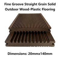 Solid Composite Decking Straight Grain Fine Groove Eco-Friendly Anti-Slip Wood Plastic Flooring 140mmx20mm Garden Waterproof