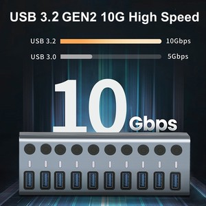 10 cổng USB C 10Gbps đa Hub di động <span class=keywords><strong>t</strong></span>ốc độ cao USB 3.2 Gen2 với ánh sáng dẫn và chuyển đổi cá nhân <span class=keywords><strong>t</strong></span>ương thích lenov O Huawe <span class=keywords><strong>t</strong></span>ôi - Product Image 2