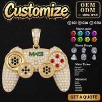 Liontin Kontroler Game Moissanite 925 Mewah yang Dipesan Khusus, Ideal Sebagai Hadiah Perhiasan untuk Pria atau untuk Acara Konser dan Pakaian Malam Hari