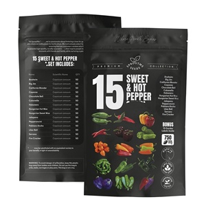 Kit de 15 variétés de poivrons de Cayenne sucrés de jardin sans OGM pour utilisation au sol hydroponique intérieur avec des fruits - Product Image 2