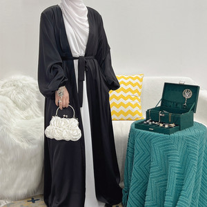 Loriya vendita calda in raso Abaya <span class=keywords><strong>abbigliamento</strong></span> islamico per ragazze turchia Dubai Abaya disegni all'ingrosso Open Plain Abaya - Product Image 4