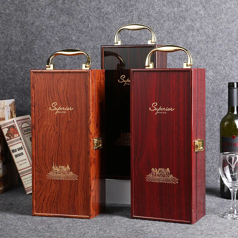 Neuankömmling Großhandels preis Kostenloses Design Einzel packung Wein kiste mit Griff Weihnachts geschenk