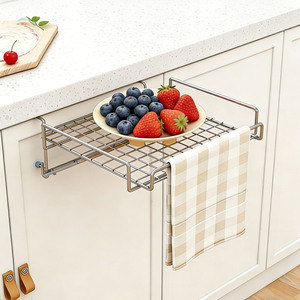 Étagère de rangement pliable en acier inoxydable Sea Shark pour cuisine, préparation alimentaire, organisateur suspendu multi-usages - Product Image 1