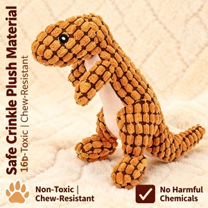 Durable Eco-Friendly Plush <strong>Dog</strong> Chew <strong>Toy</strong>-Sturdy Dinosaur Shape Long-Lasting Squeaky Interactive <strong>Tough</strong> Design Teeth Cleaning for - Product Image 2