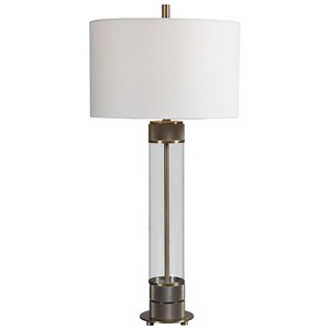 Brass Stem & White Marble <b>Cube</b> Modern Tall Buffet Table Lamp | Minimalist Contemporary <b>Lighting</b> for Hotel Lobby & Premium Living - Product Image 4